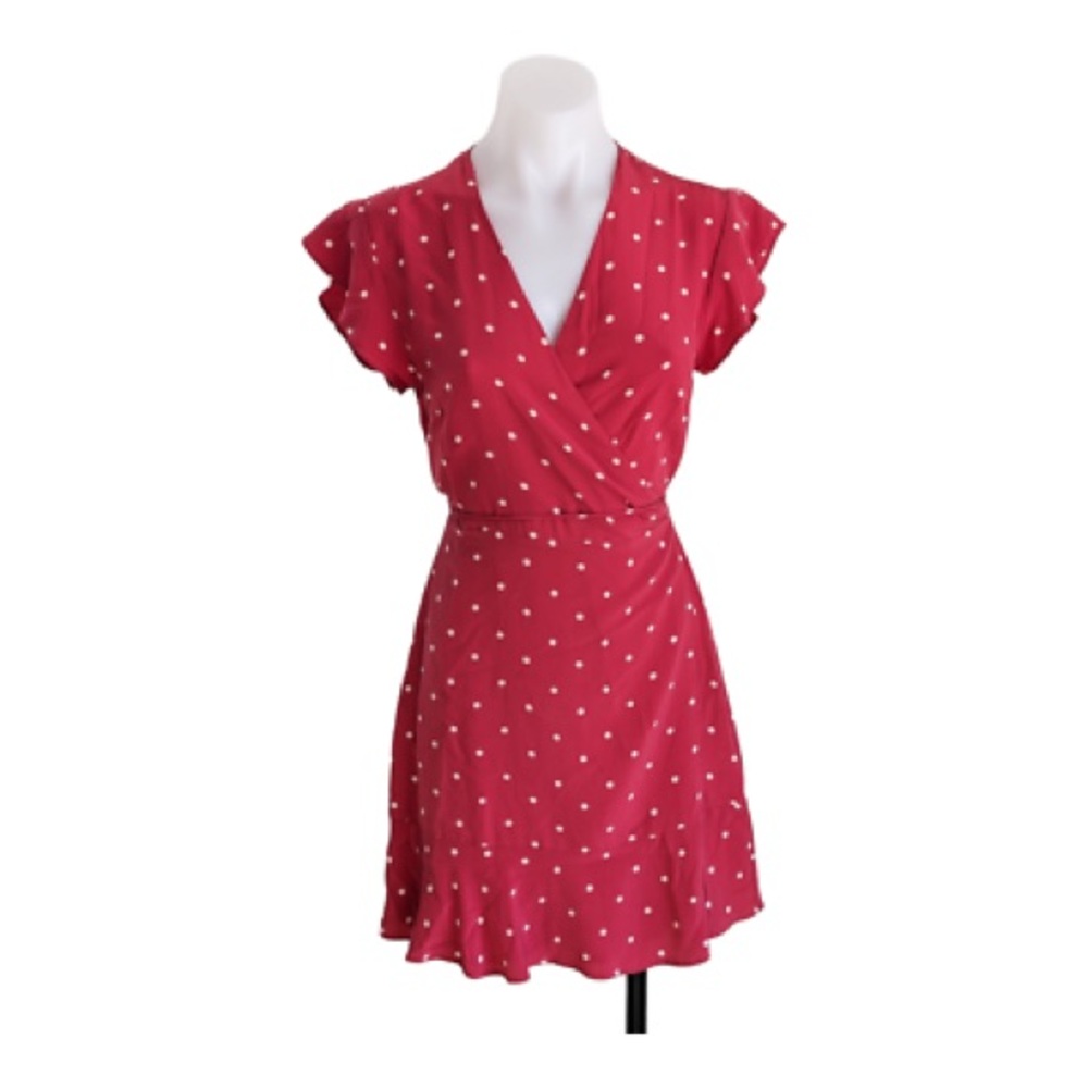 Rails Red Leanne Polka Dot Silk Wrap Dress